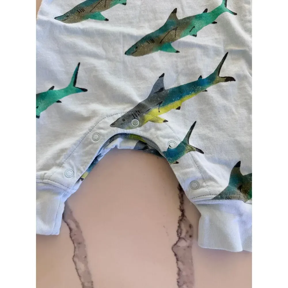 Tea Collection Baby Boy Shark Romper 0-3 Months